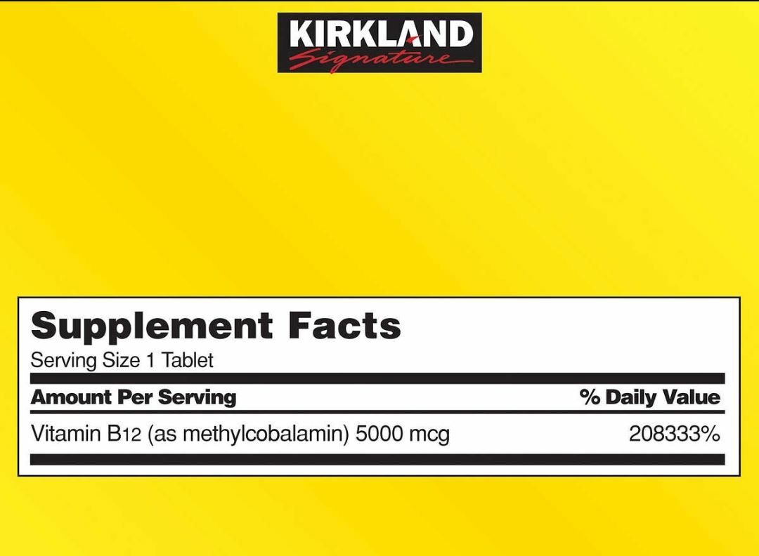 Vitamina B12, 5000mcg, Kirkland, 300 Tabletas de disolución rápida - Imagen 2