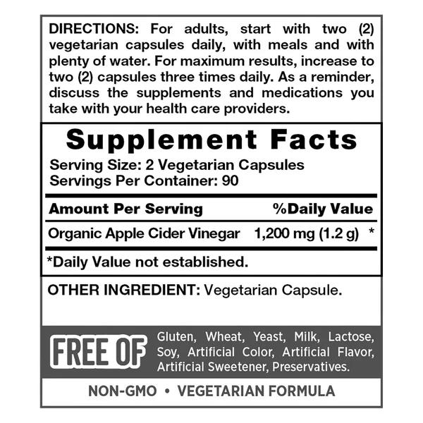 Vinagre de Sidra de Manzana 1200mg, Nature's Truth, 180 Cápsulas - Imagen 2