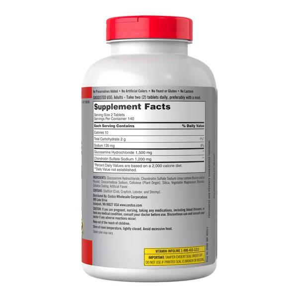 Glucosamina Condroitina, 1500mg/1200mg, Kirkland, 280 Tabletas - Imagen 4