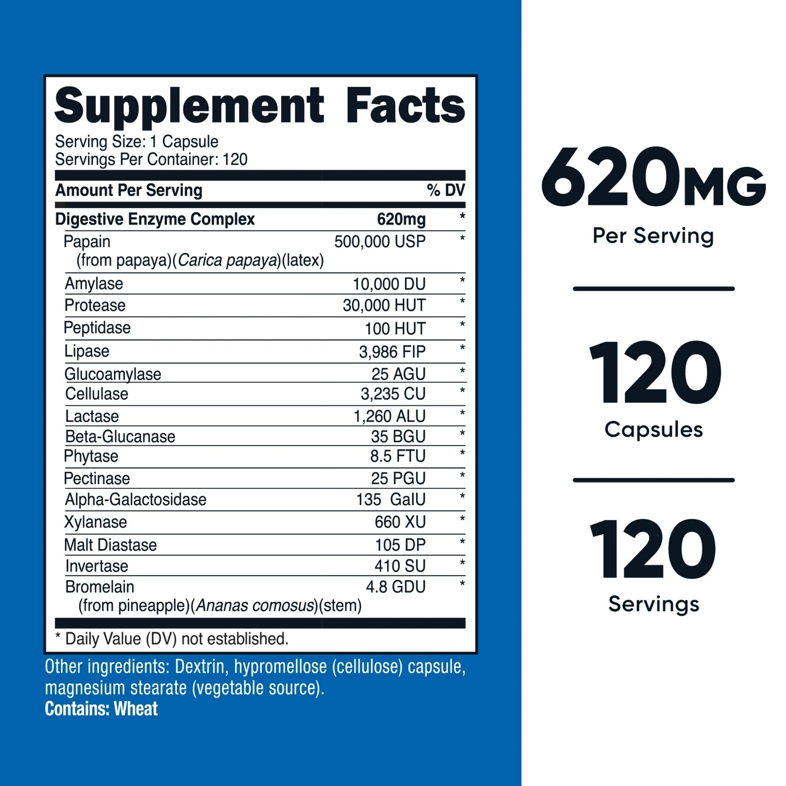 Enzima Digestiva 620mg, Nutricost, 120 Cápsulas - Imagen 3