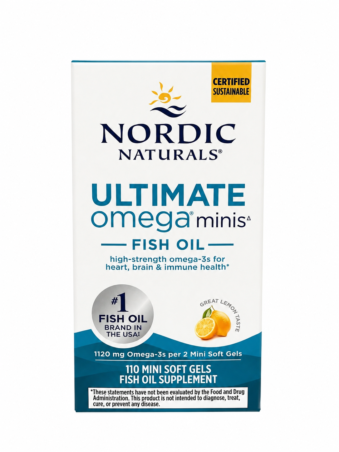 Omega 3 Fish Oil Nordic Naturals Ultimate Omega Minis 110 Softgels Sabor Limón