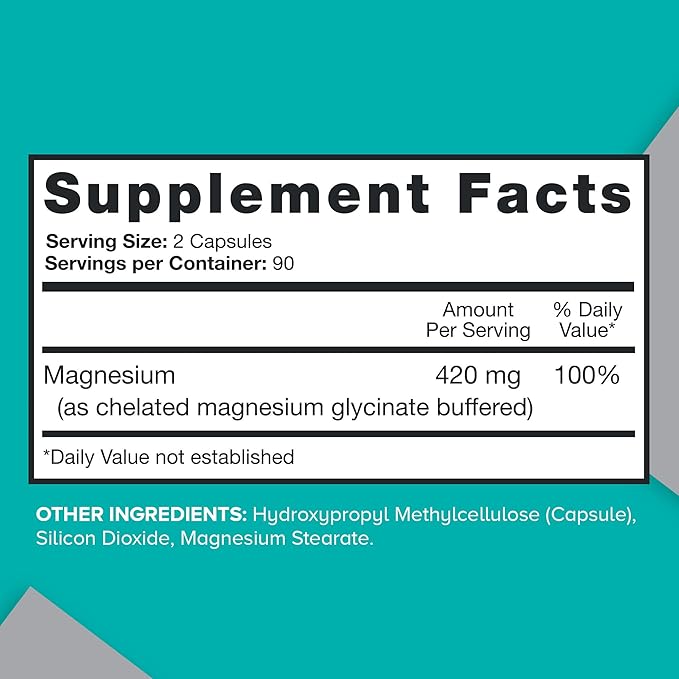 Complejo de Glicinato de Magnesio 420mg, Qunol Minerals, 180 Tabletas - Imagen 2