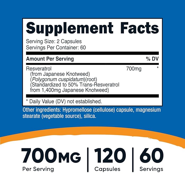 Resveratrol 700mg, Nutricost, 120 Cápsulas - Imagen 2