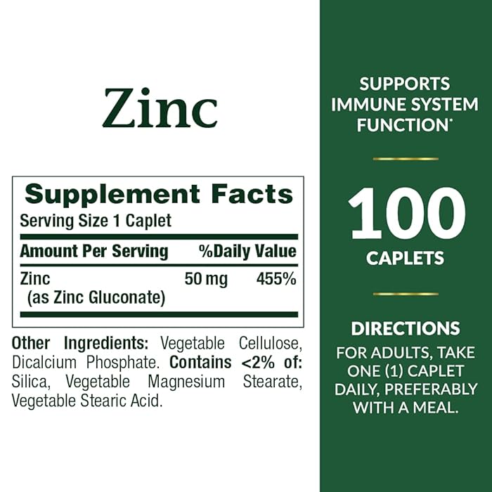 Zinc, 50mg, Nature`s Bounty, 100 Tabletas - Imagen 2