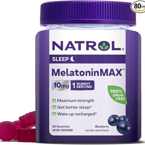MelatoninMax Natrol, Gomitas para Dormir Sabor a Arándano, 10 mg, 80 Gomitas