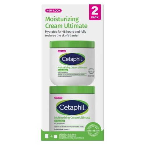 Crema Hidratante, Cetaphil, 20 oz + 16 oz, Paquete x 2 Unidades