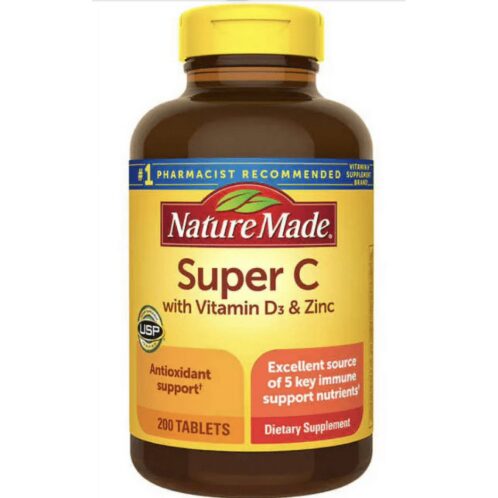Super C con Vitamina D3 y Zinc, Nature Made, 200 Tabletas