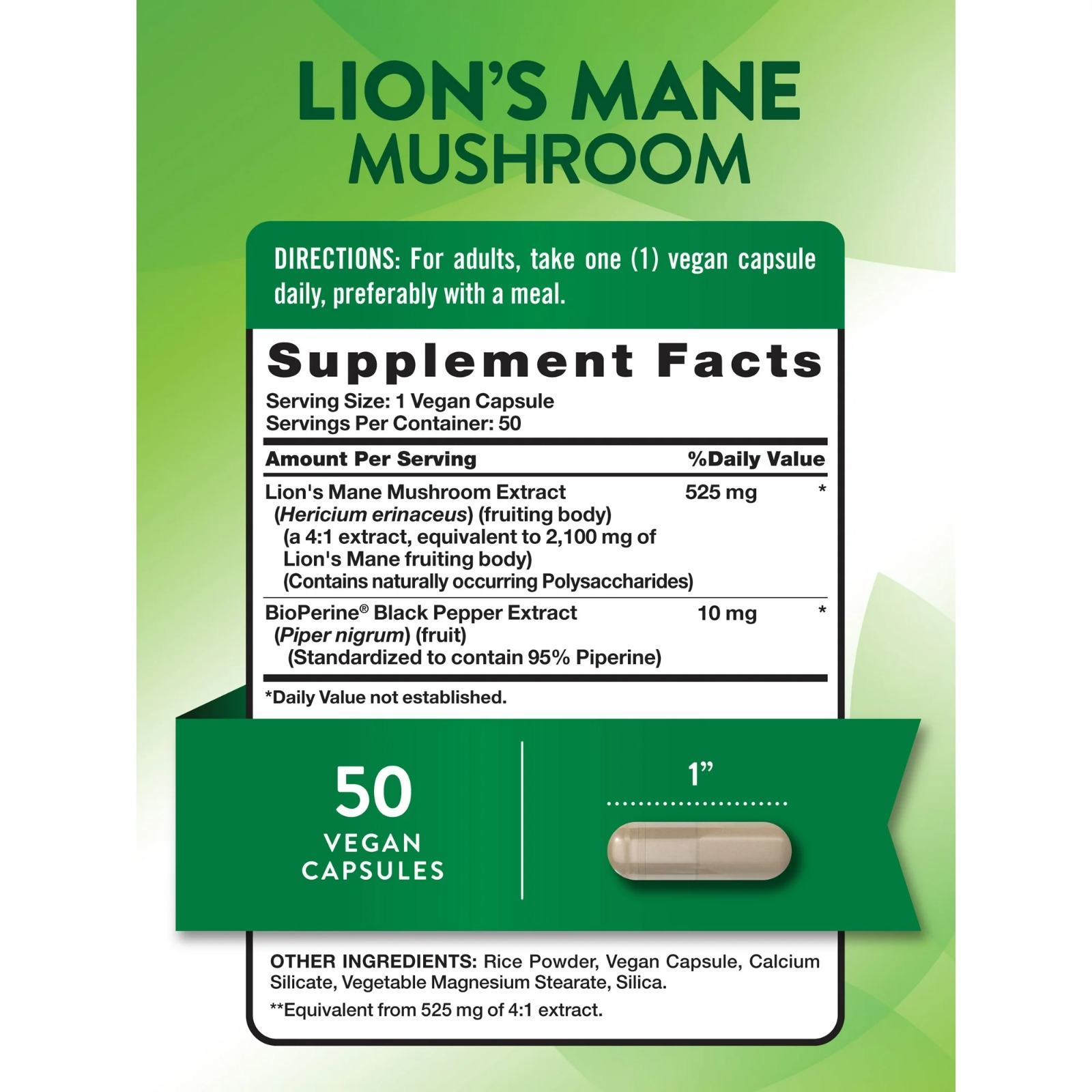 Lions Mane, Nature's Truth, 50 Cápsulas - Imagen 3