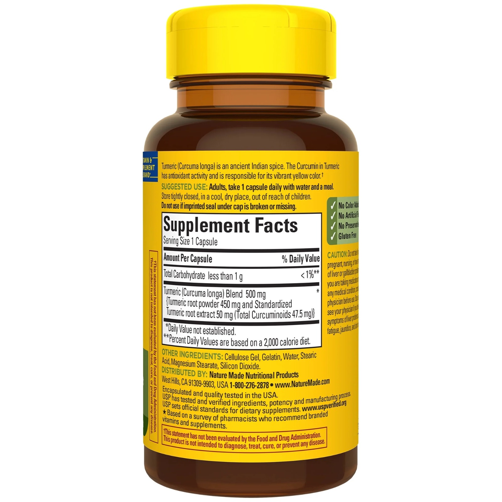 Turmeric Cúrcuma 500mg, Nature Made, 60 Cápsulas - Imagen 2