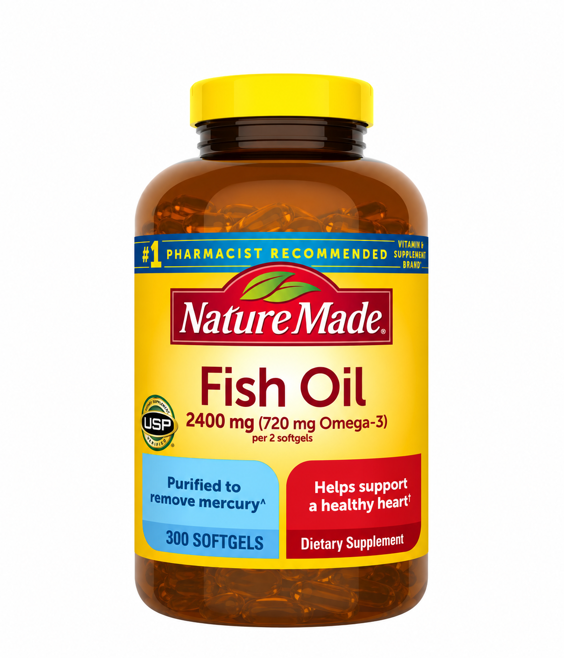 Fish Oil 2.400 mg, Nature Made, 300 Cápsulas Blandas