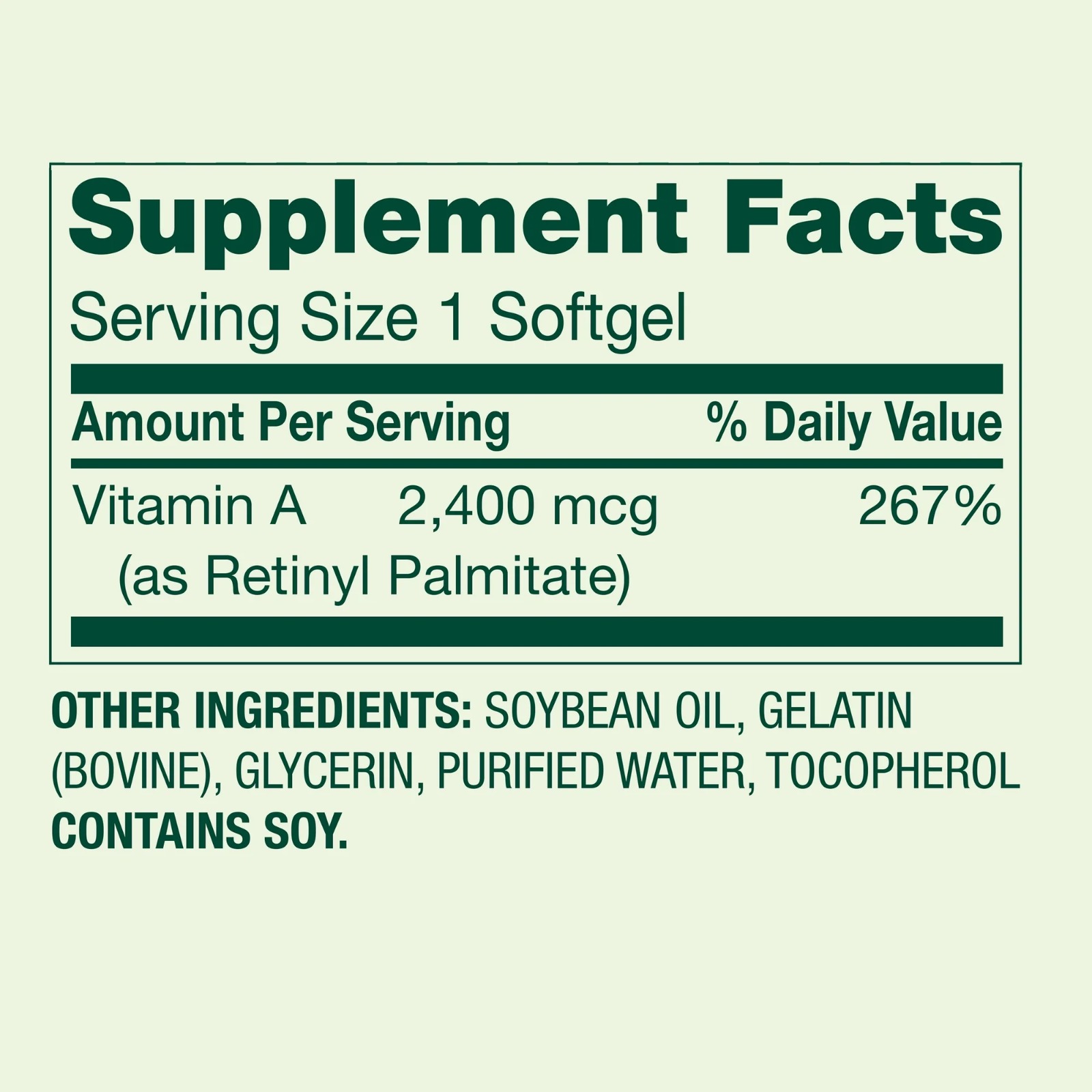 Vitamina A 2400 mcg, Spring Valley, 250 Cápsulas Blandas - Imagen 2
