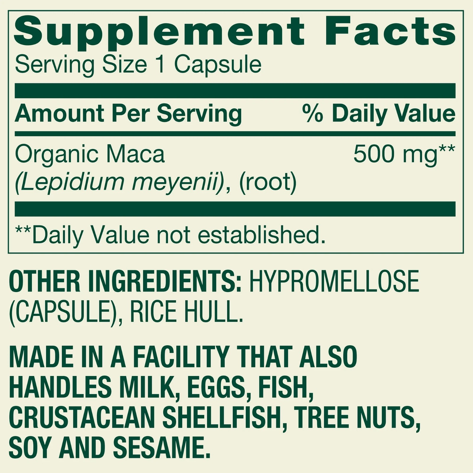 Suplemento Dietético de Maca 500mg, Spring Valley, 90 Cápsulas - Imagen 3