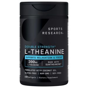 L-Theanine Suntheanine 200 mg, Sports Research, 150 Cápsulas Blandas
