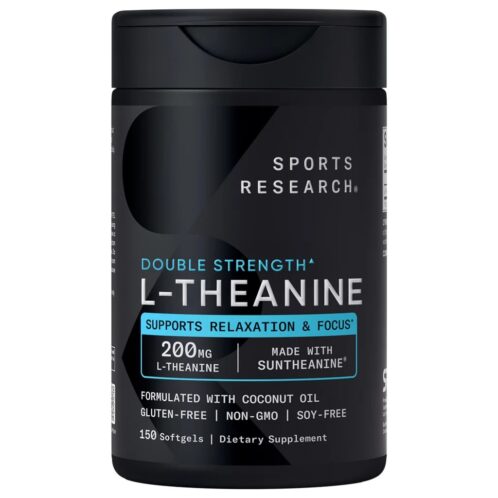 L-Theanine Suntheanine 200 mg, Sports Research, 150 Cápsulas Blandas