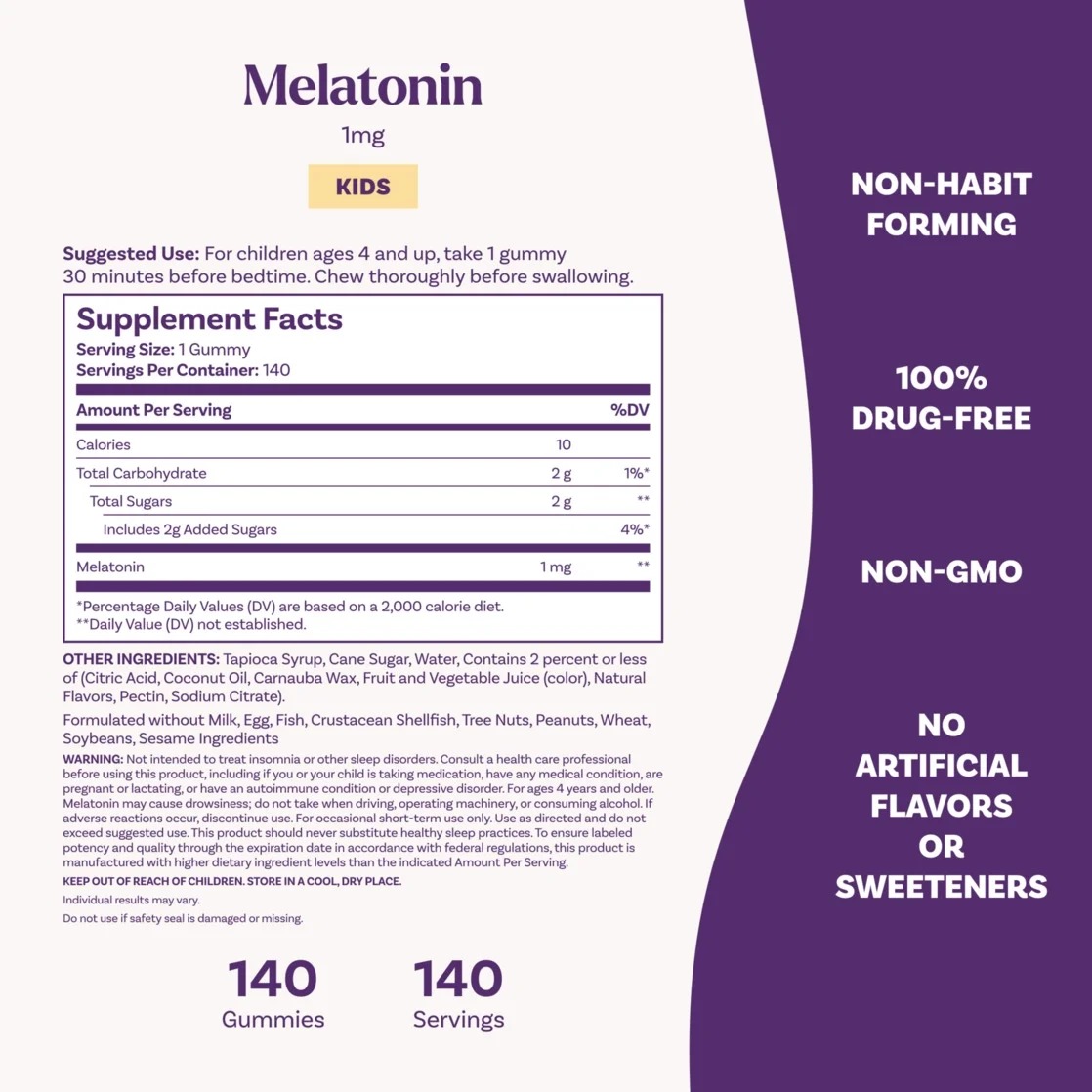 Melatonina en Gomas para Niños, 1 Mg, Natrol Kids, 140 Gomitas - Imagen 2