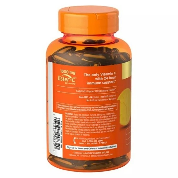 Immune 24 Hour + 1000 mg de Éster-c, Nature's Bounty, 120 Cápsulas Blandas - Imagen 3