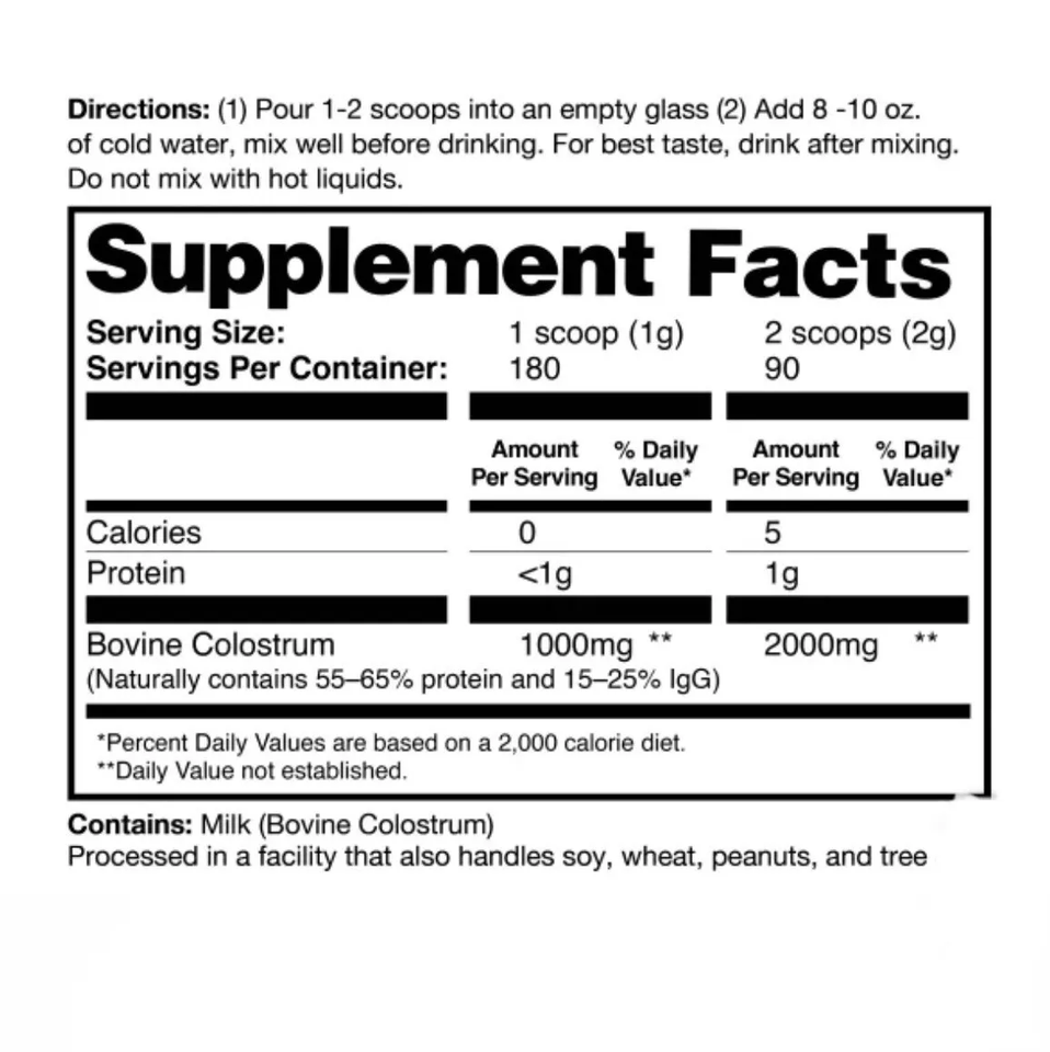 Calostro Bovino 2,000 mg, Zena Nutrition 180 Gramos - Imagen 2