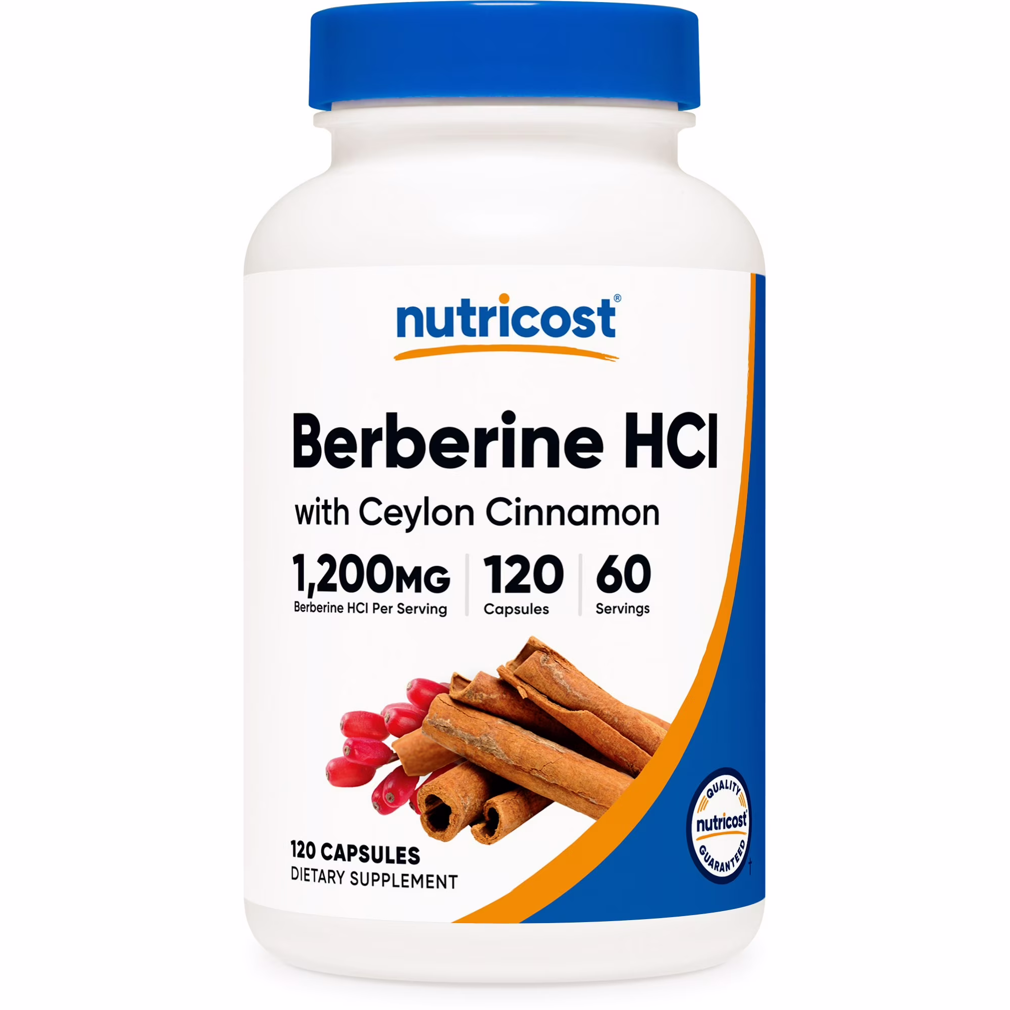 Berberine HCl con Canela de Ceilán, Nutricost, 120 Cápsulas