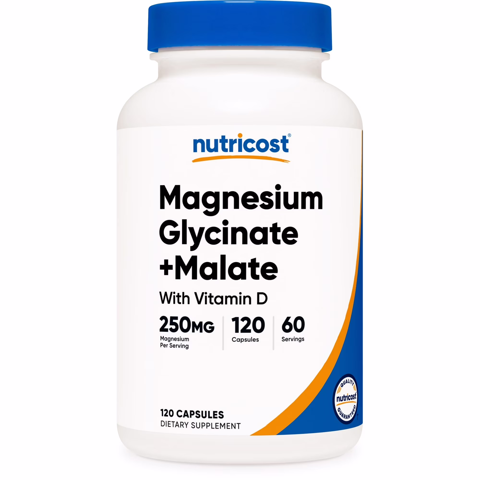 Glicinato de Magnesio + Malato 250mg, Nutricost, 120 Cápsulas