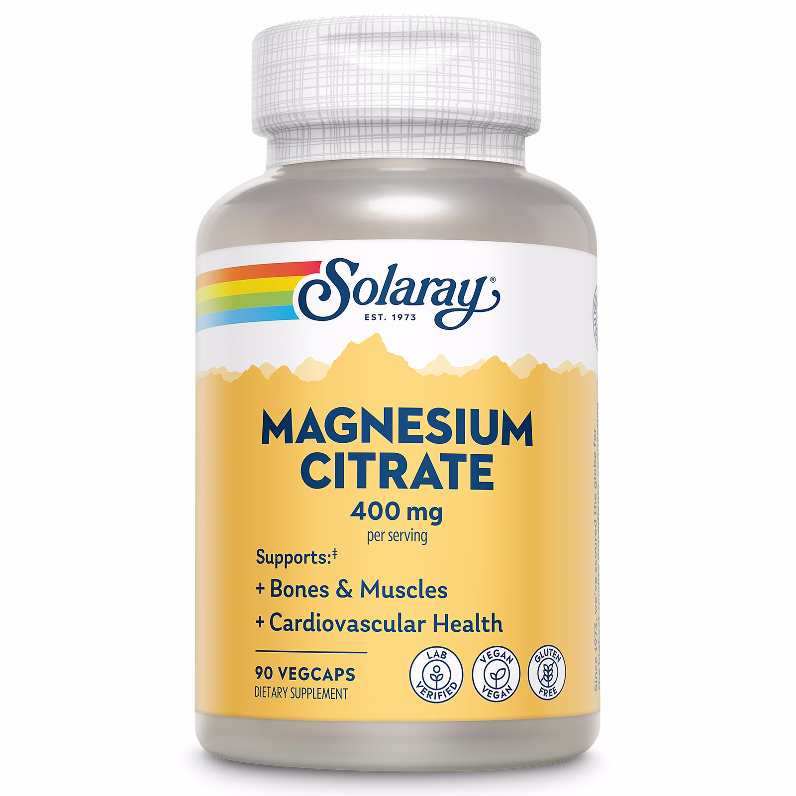 Citrato de Magnesio 400mg, Solaray, 90 Cápsulas