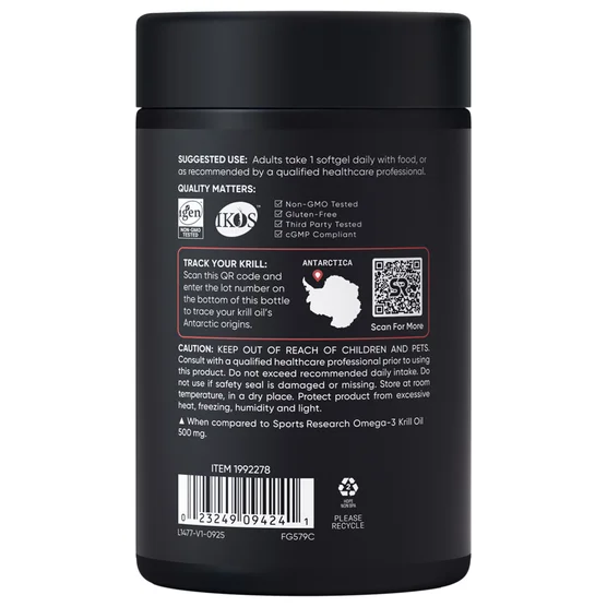 Omega-3 Krill Oil Superba2 1000mg, Sports Research, 90 Cápsulas Blandas - Imagen 3