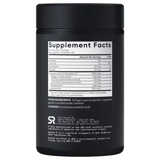 Omega-3 Krill Oil Superba2 1000mg, Sports Research, 90 Cápsulas Blandas - Imagen 2