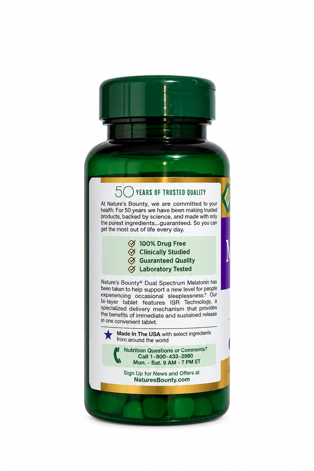 Melatonina 5 mg Espectro Dual – Nature’s Bounty – 60 Tabletas - Imagen 3