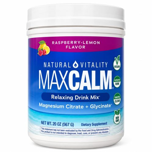 MAXCALM – Natural Vitality – Citrato + Glicinato de Magnesio – Frambuesa y Limón – 567 g